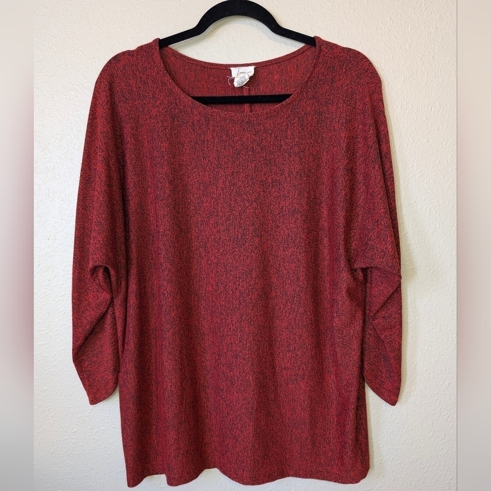 Andrea Jovine Long Sleeve Shirt Size Large Autumn Red Rayon/Polyester Blend